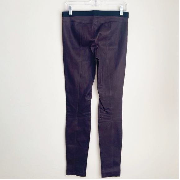 Theory Thaniel lamb Leather Pants brim burgundy cassis purple skinny designer 8 - Picture 4 of 14